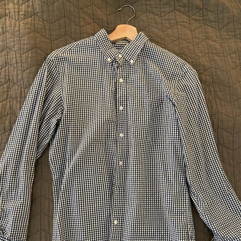 J.Crew Navy Gingham Button Down - image 1